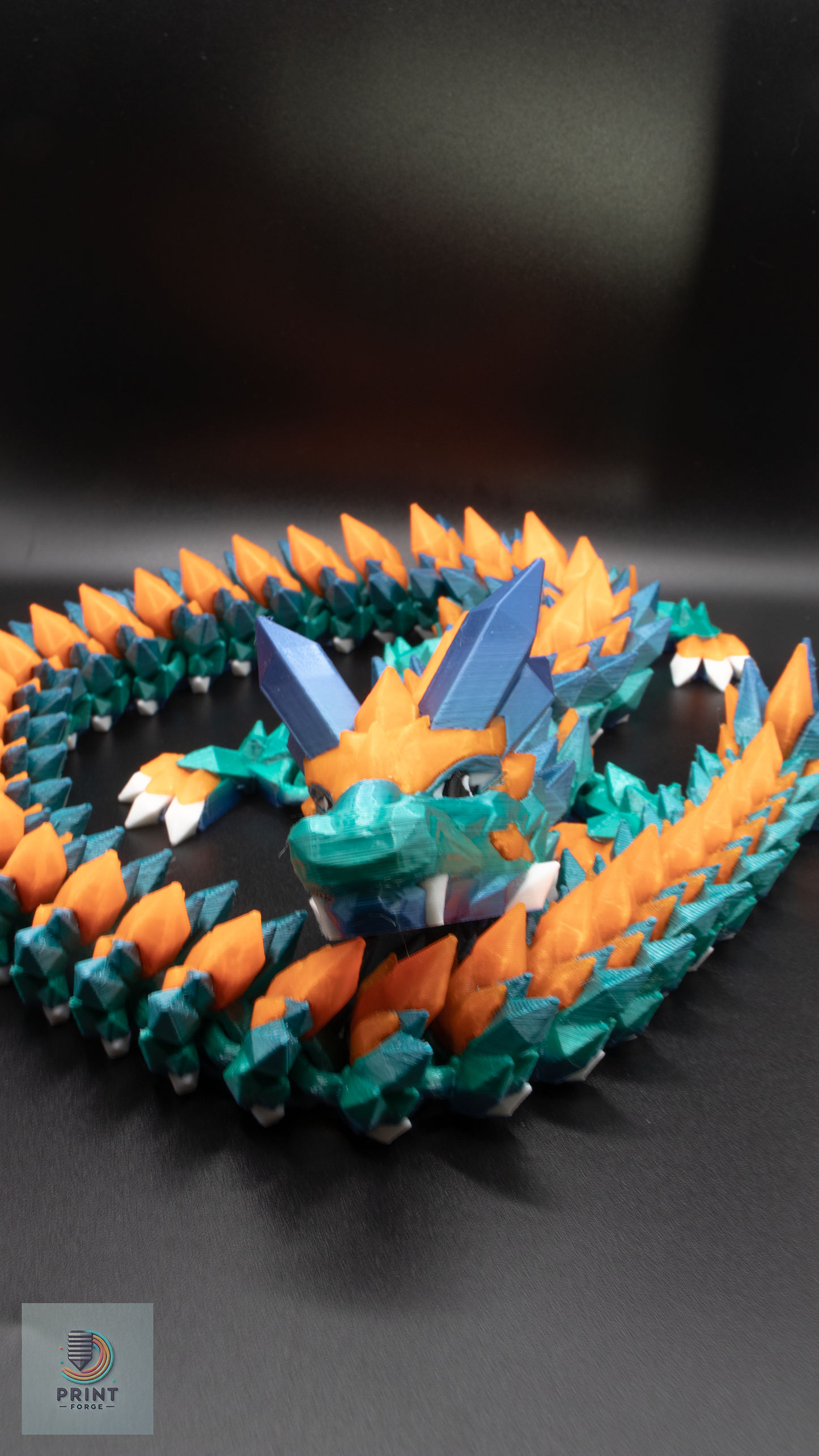 Crystal Orange and Blue Silk Dragon
