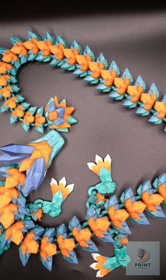 Crystal Orange and Blue Silk Dragon